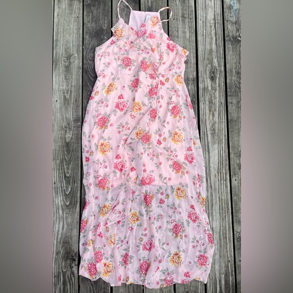 No Boundaries Juniors' Faux Wrap Maxi Dress w Ruffle size XXL fits Women’s Large - Picture 2 of 5